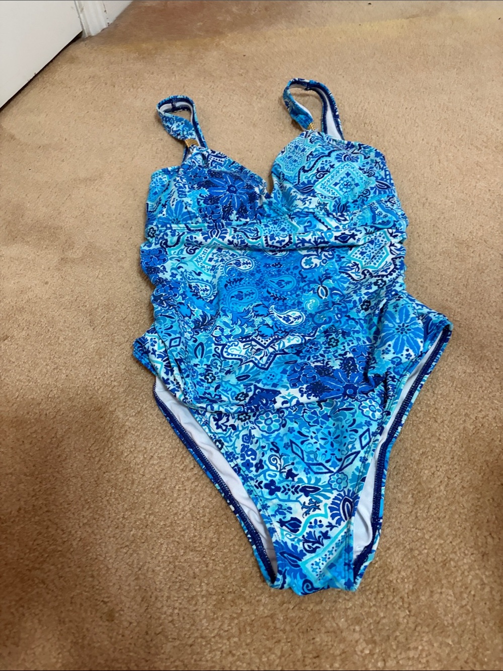 Polo by Ralph Lauren Blue Paisley One-Piece Swimsuit